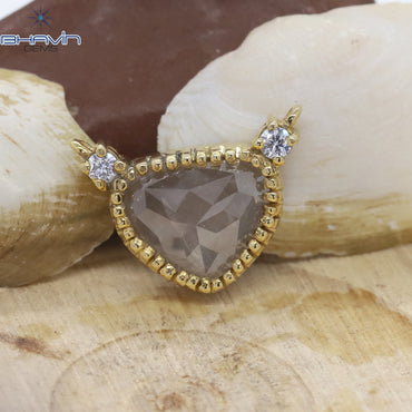 Diamond Pendant, Heart Diamond, White Diamond, Yellow Gold Pendant, Bridal Necklace, Pendant