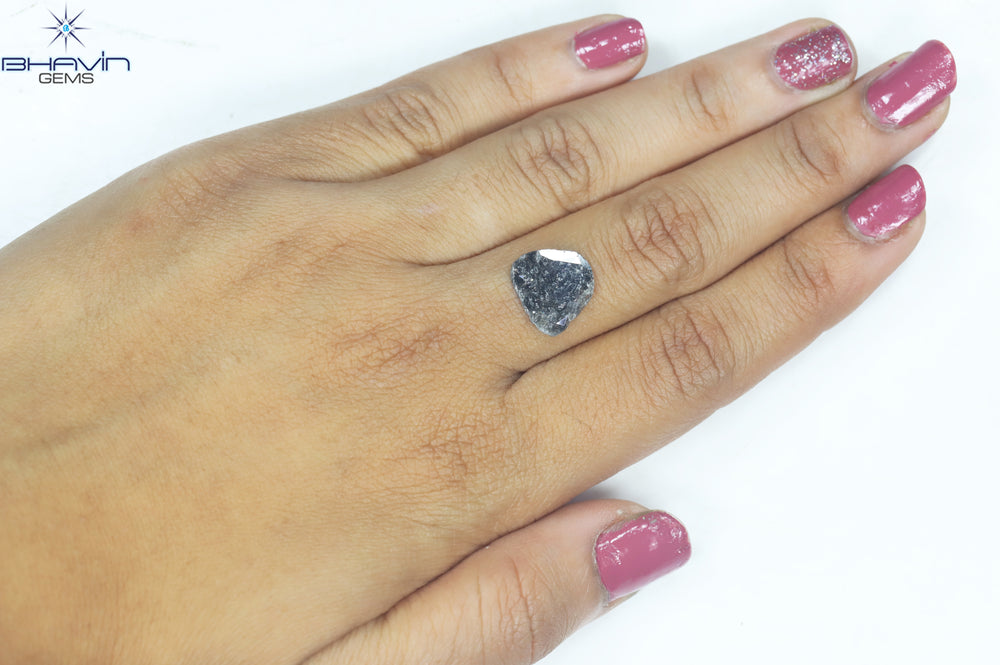 1.91 CT Slice Shape Natural Diamond Salt And Pepper Color I3 Clarity (12.20 MM)