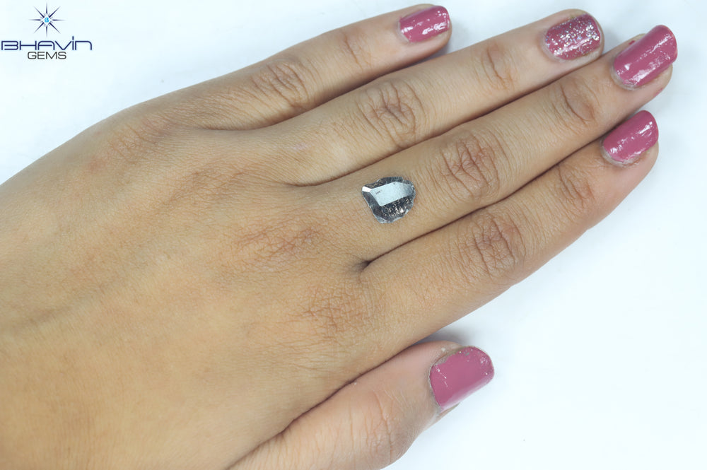 1.08 CT Slice Shape Natural Diamond Salt And Pepper Color I3 Clarity (10.00 MM)