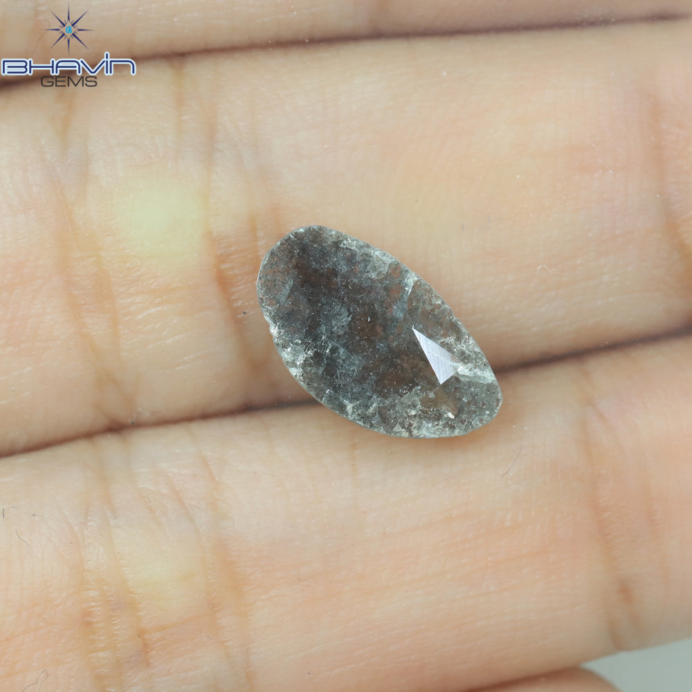 0.77 CT Slice Shape Natural Diamond Salt And Pepper Color I3 Clarity (13.00 MM)