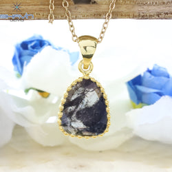 Diamond Pendant, Slice Diamond, Salt And pepper Diamond, Yellow Gold Pendant, Bridal Necklace, Pendant