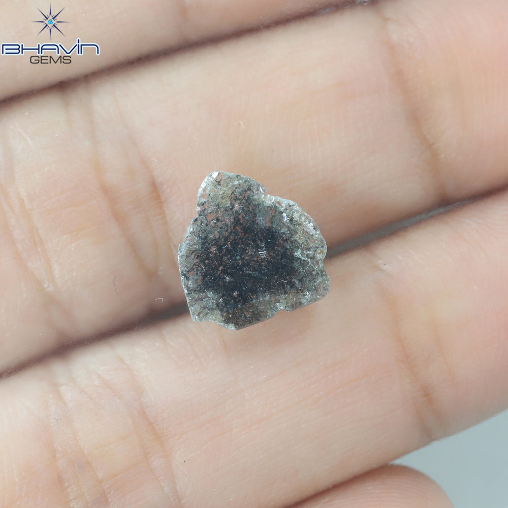 1.20 CT Slice Shape Natural Diamond Salt And Pepper Color I3 Clarity (10.38 MM)