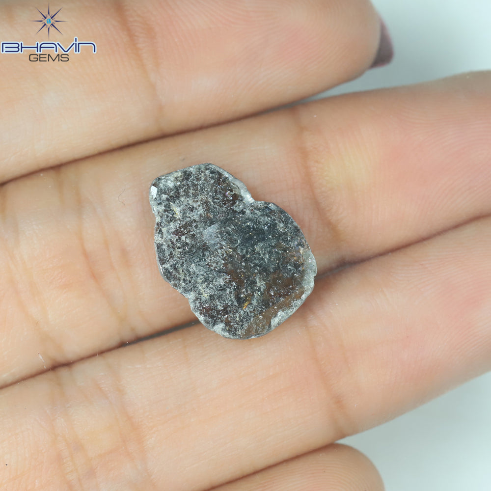2.79 CT Slice Shape Natural Diamond Salt And Pepper Color I3 Clarity (14.35 MM)