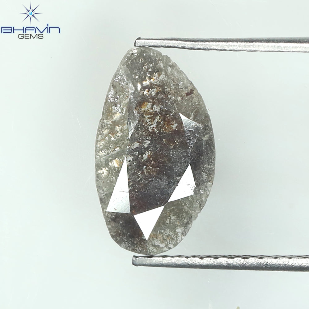 0.77 CT Slice Shape Natural Diamond Salt And Pepper Color I3 Clarity (13.00 MM)