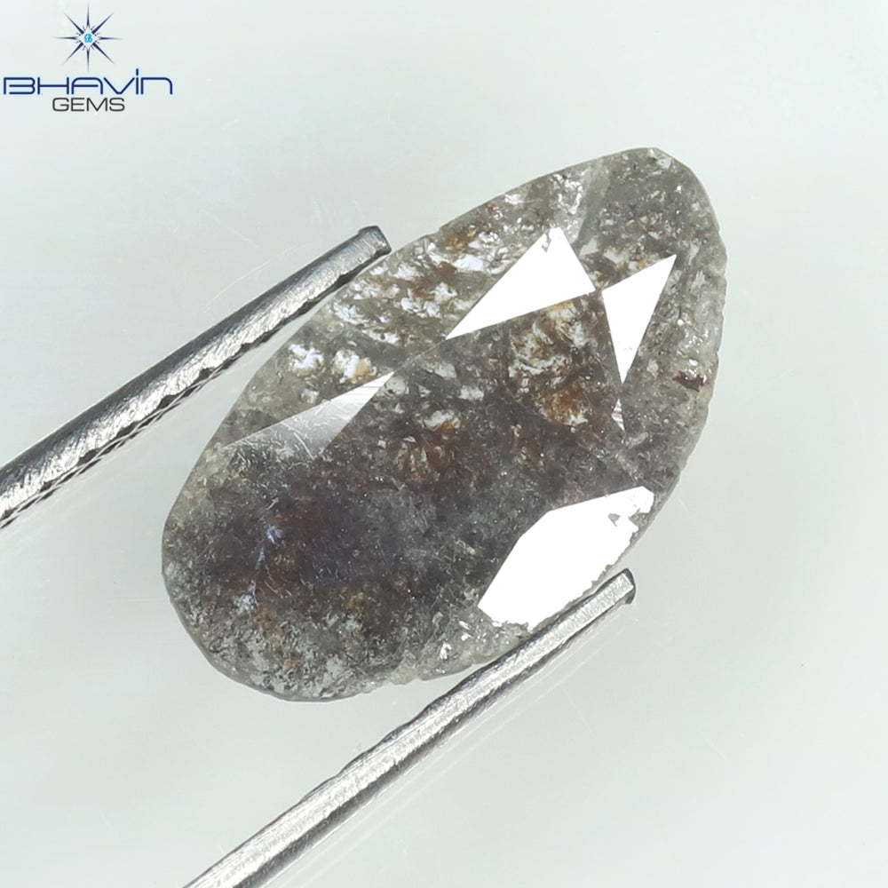 0.77 CT Slice Shape Natural Diamond Salt And Pepper Color I3 Clarity (13.00 MM)