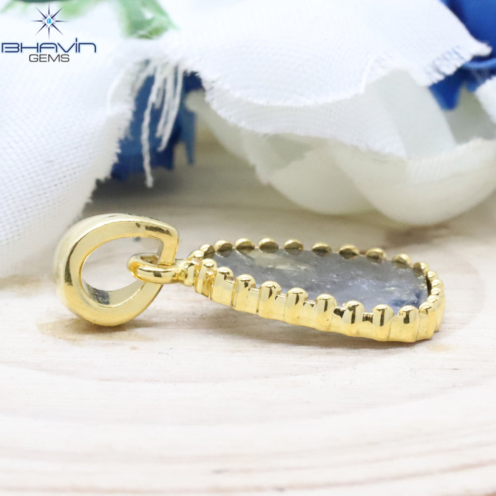 Diamond Pendant, Slice Diamond, Salt And pepper Diamond, Yellow Gold Pendant, Bridal Necklace, Pendant