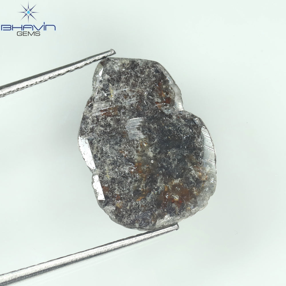 2.79 CT Slice Shape Natural Diamond Salt And Pepper Color I3 Clarity (14.35 MM)