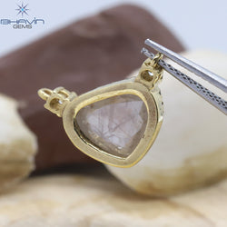 Diamond Pendant, Heart Diamond, White Diamond, Yellow Gold Pendant, Bridal Necklace, Pendant
