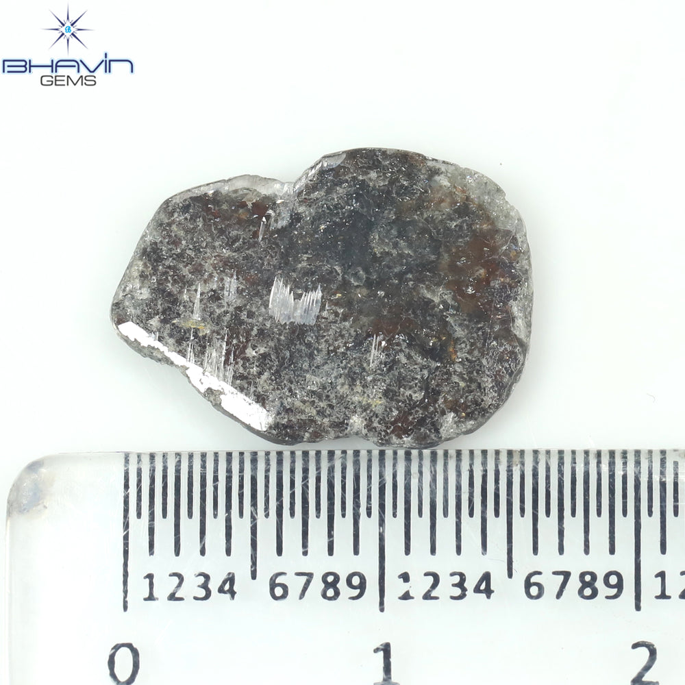 2.79 CT Slice Shape Natural Diamond Salt And Pepper Color I3 Clarity (14.35 MM)