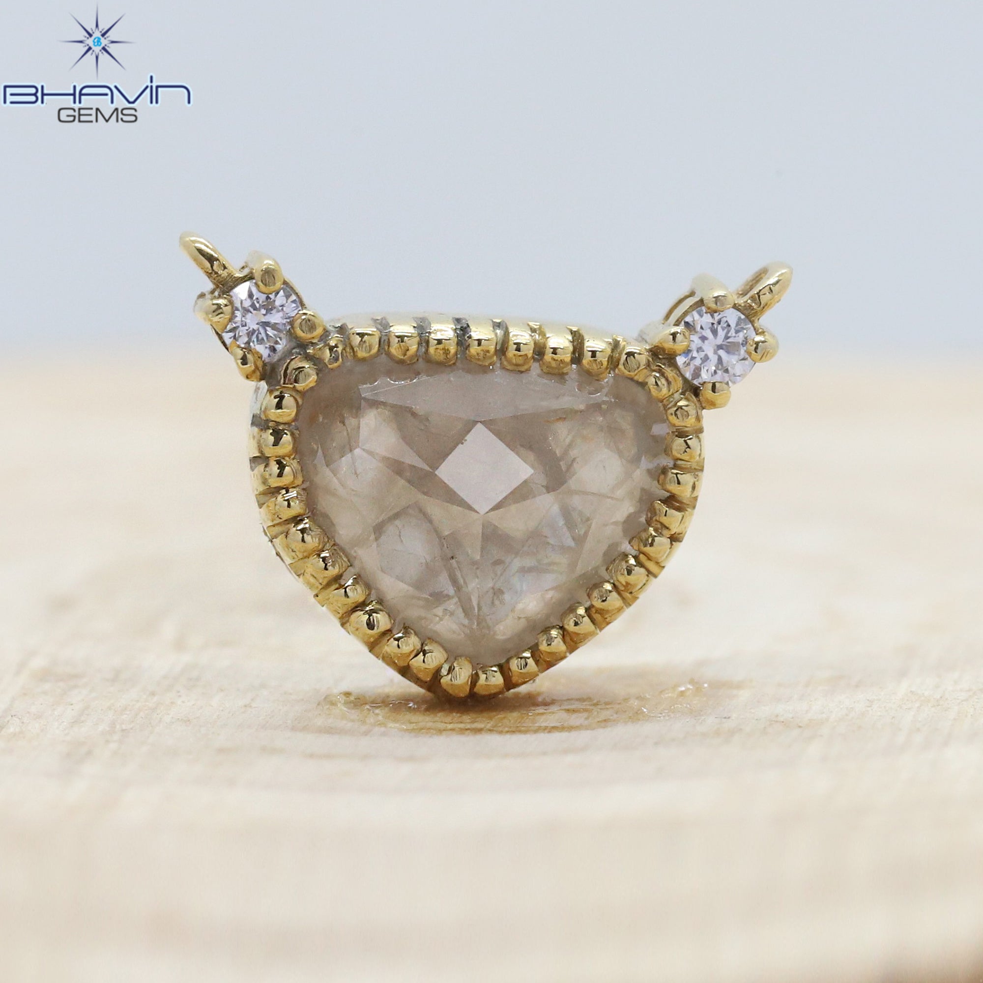 Diamond Pendant, Heart Diamond, White Diamond, Yellow Gold Pendant, Bridal Necklace, Pendant