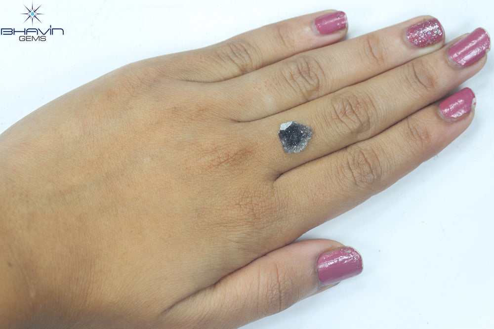 1.20 CT Slice Shape Natural Diamond Salt And Pepper Color I3 Clarity (10.38 MM)