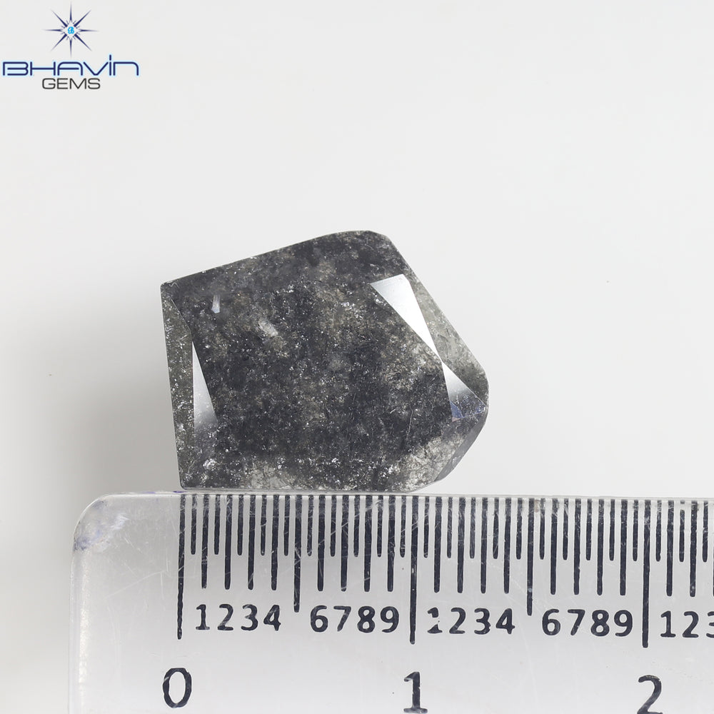 2.69 CT Slice Shape Natural Diamond Salt And Pepper Color I3 Clarity (12.60 MM)