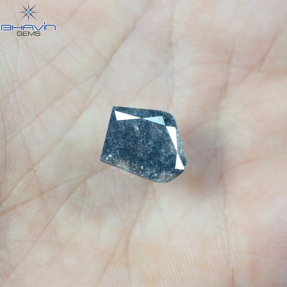 2.69 CT Slice Shape Natural Diamond Salt And Pepper Color I3 Clarity (12.60 MM)
