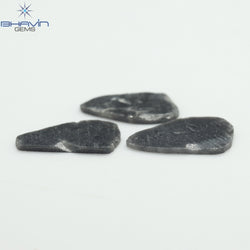 4.32 CT/3 PCS Slice Shape Natural Diamond Black Color I3 Clarity (13.40 MM)