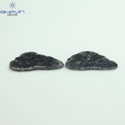 3.44 CT/2 Pcs Slice Shape Natural Diamond Salt And Pepper Color I3 Clarity (14.15 MM)