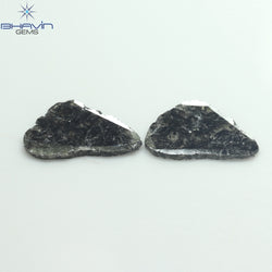 3.44 CT/2 Pcs Slice Shape Natural Diamond Salt And Pepper Color I3 Clarity (14.15 MM)