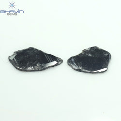 2.69 CT(2 Pcs) Slice Shape Natural Diamond Black Color I3 Clarity (15.45 MM)