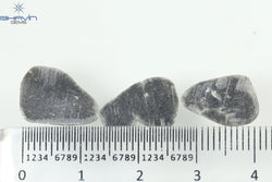 4.32 CT/3 PCS Slice Shape Natural Diamond Black Color I3 Clarity (13.40 MM)