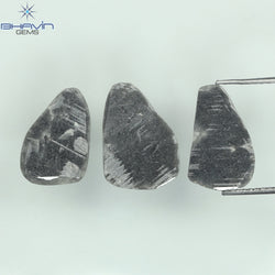 4.32 CT/3 PCS Slice Shape Natural Diamond Black Color I3 Clarity (13.40 MM)