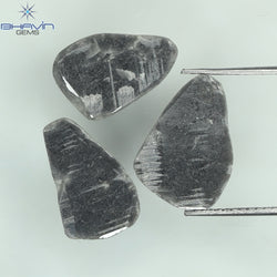 4.32 CT/3 PCS Slice Shape Natural Diamond Black Color I3 Clarity (13.40 MM)