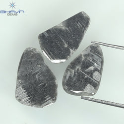 4.32 CT/3 PCS Slice Shape Natural Diamond Black Color I3 Clarity (13.40 MM)