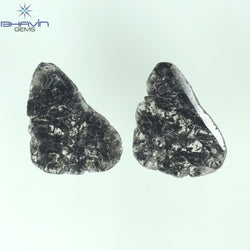 3.44 CT/2 Pcs Slice Shape Natural Diamond Salt And Pepper Color I3 Clarity (14.15 MM)