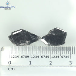 2.69 CT(2 Pcs) Slice Shape Natural Diamond Black Color I3 Clarity (15.45 MM)