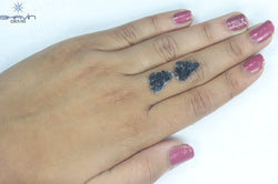 3.44 CT/2 Pcs Slice Shape Natural Diamond Salt And Pepper Color I3 Clarity (14.15 MM)