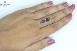 1.82 CT/2 個のスライス形状天然ダイヤモンド ソルト アンド ペッパー カラー I3 クラリティ (10.38 MM)