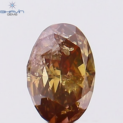 0.25 CT, Oval Shape, Natural Diamond, Brown Pink Color, I1 Clarity (4.52 MM)