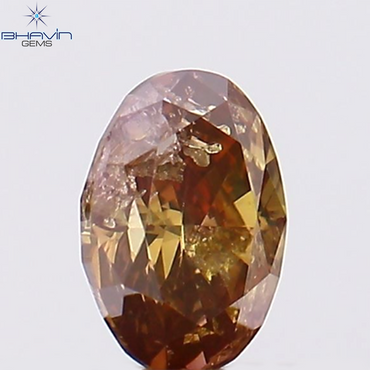 0.25 CT, Oval Shape, Natural Diamond, Brown Pink Color, I1 Clarity (4.52 MM)