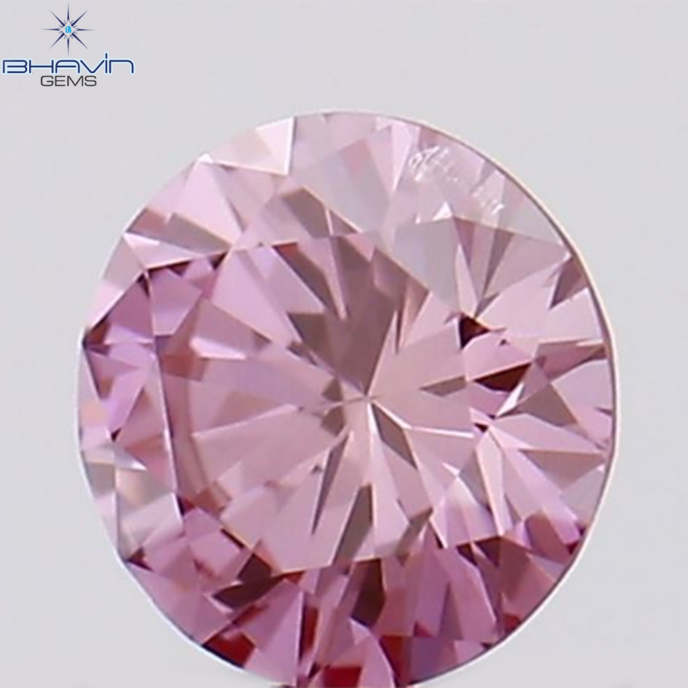 0.09 CT, Round Diamond, Pink Color, VS2 Clarity
