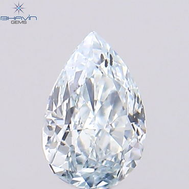 0.12 CT, Pear Shape, Natural Diamond, Greenish Blue Color, SI1 Clarity (3.60 MM)