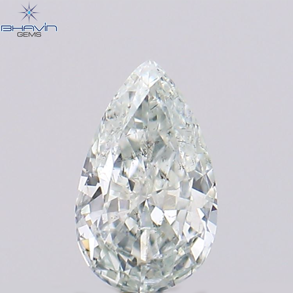 0.11 CT Pear Shape Natural Diamond Greenish Blue Color, I1 Clarity (4.30 MM )