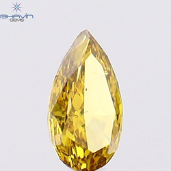 0.19 CT Pear Shape Natural Diamond , Vivid Yellow Color,  VS2 Clarity (3.03 MM )