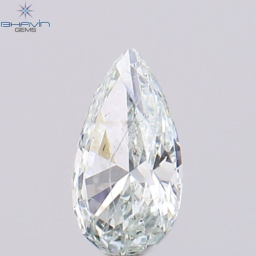 0.11 CT Pear Shape Natural Diamond Greenish Blue Color,  I1 Clarity (4.30 MM )