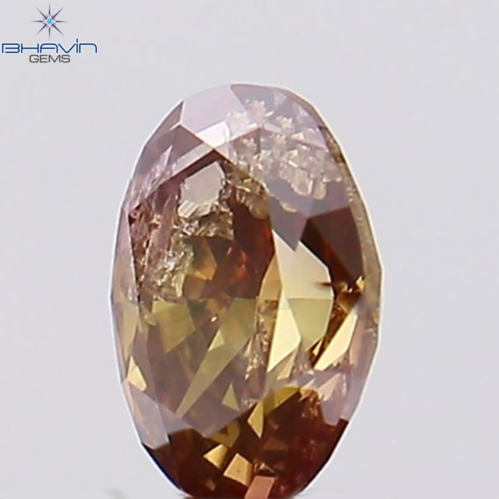 0.25 CT, Oval Shape, Natural Diamond, Brown Pink Color, I1 Clarity (4.52 MM)