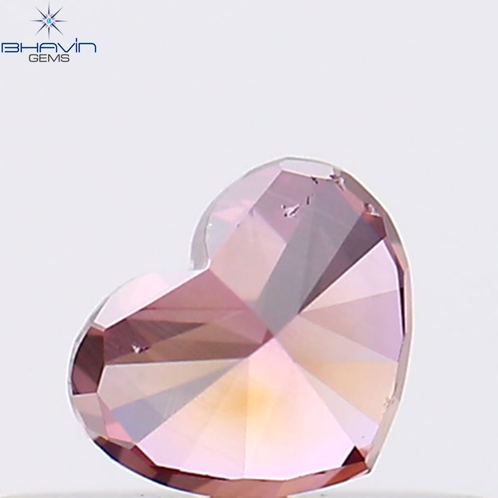 0.28 CT, Heart Shape, Natural Diamond, Pink Color, VS2 Clarity (4.14 MM)