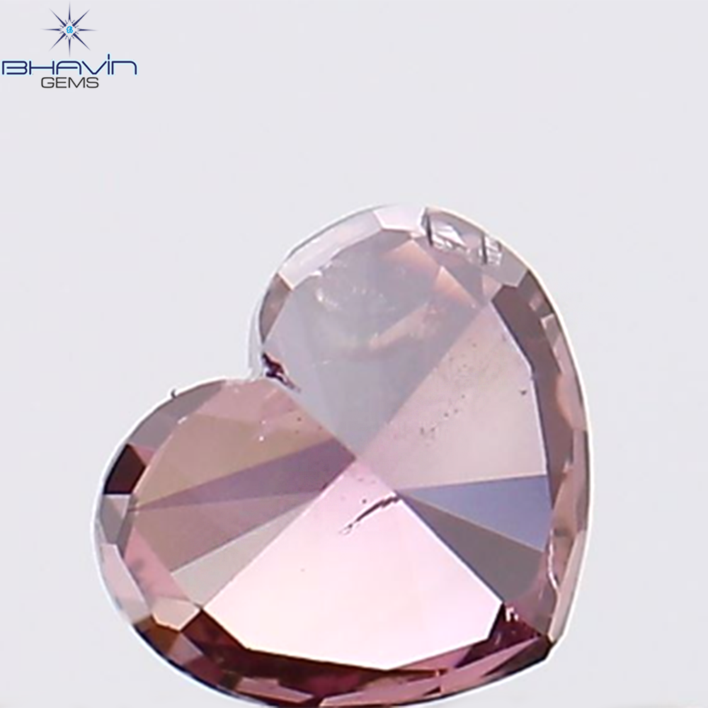 0.27 CT, Heart Shape, Natural Diamond, Pink Color, SI2 Clarity (3.91 MM)