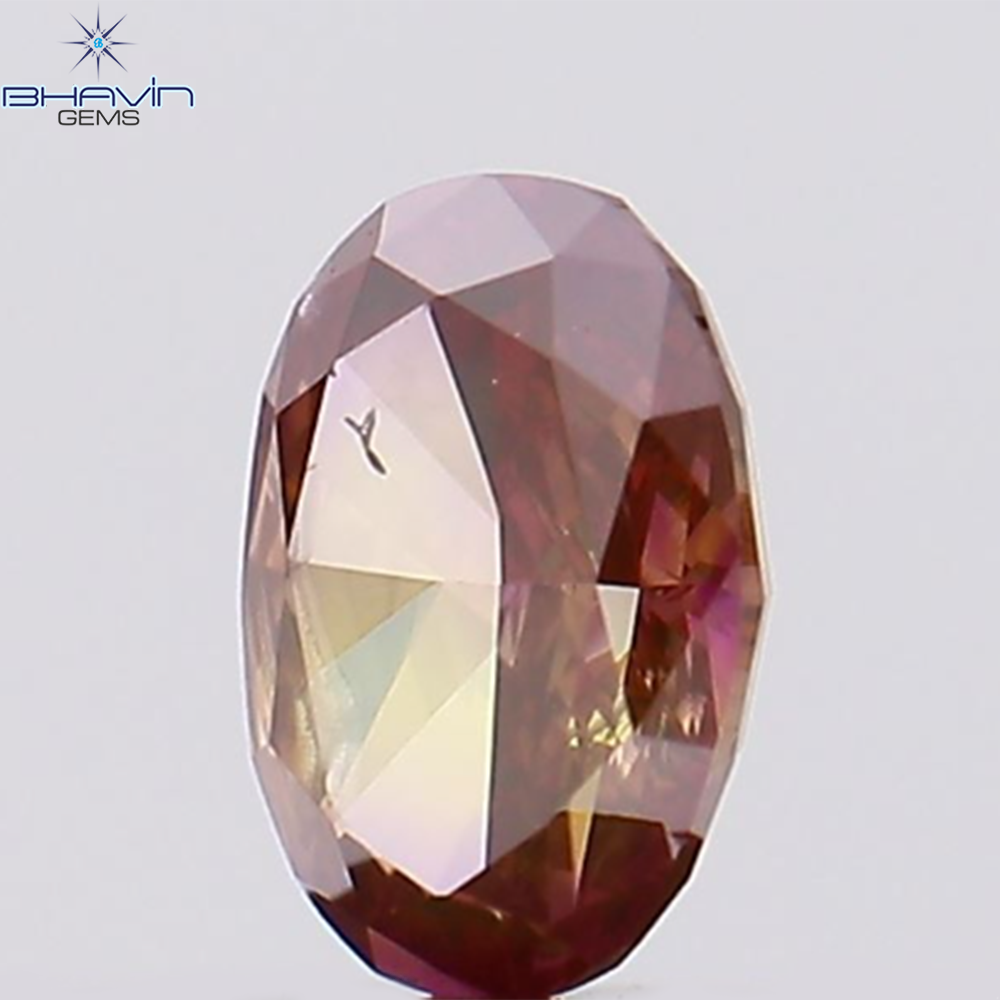 0.27 CT, Oval Shape, Natural Diamond, Brown Pink Color, SI2 Clarity (4.38 MM)