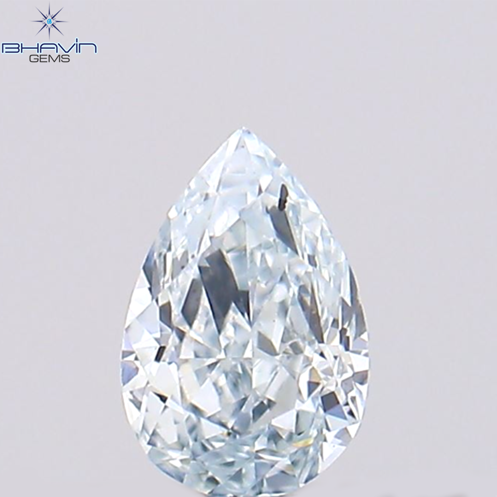 0.12 CT, Pear Shape, Natural Diamond, Greenish Blue Color, SI1 Clarity (3.60 MM)