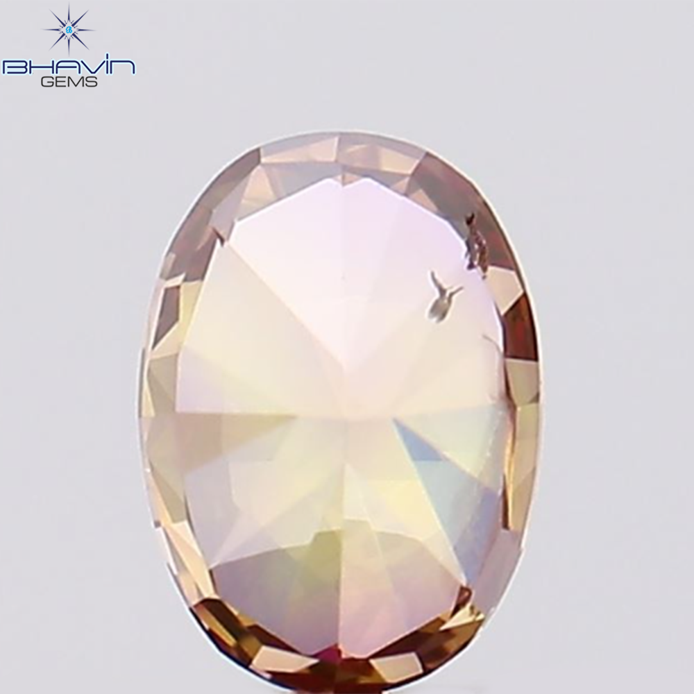 0.27 CT, Oval Shape, Natural Diamond, Brown Pink Color, SI2 Clarity (4.38 MM)
