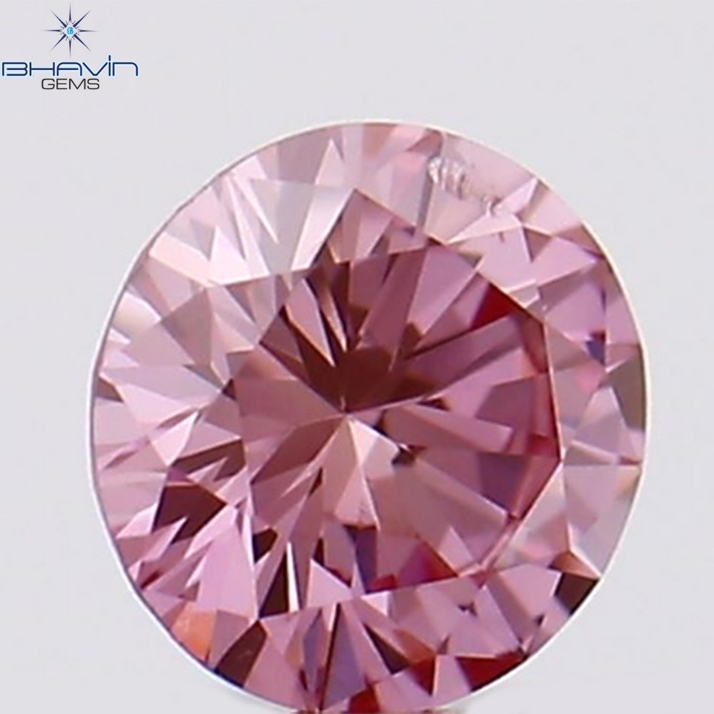 0.09 CT, Round Diamond, Pink Color, VS2 Clarity