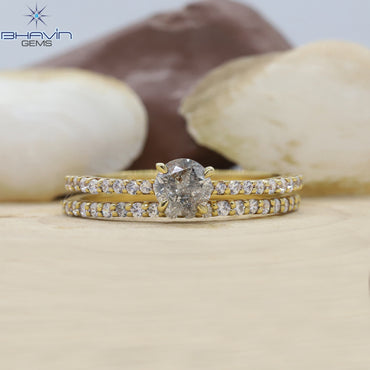 Gold Ring, Round Diamond, Salt and Pepper Diamond, Natural Diamond Ring, Engagement Ring, Wedding Ring, Diamond Ring