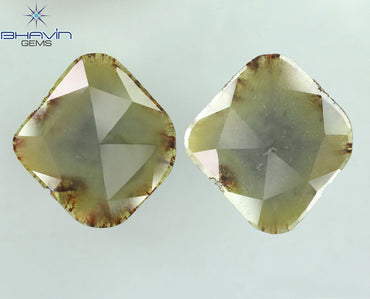26.07 CT/2 Pcs CT, Uncut Slice Rosecut Diamond, Natural Loose Diamond, Brownish Grayish Yellow Diamond, Gifts, Diamond, Jewelry, Diamond Ring, EP35J-1