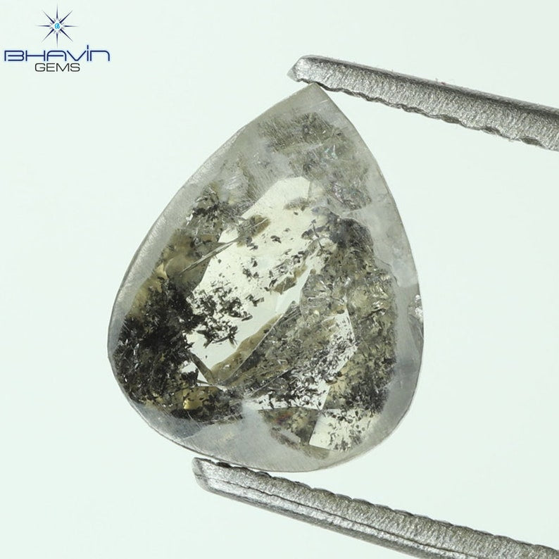 0.76 CT Pear Shape Natural Diamond Salt And pepper Color I3 Clarity (7.57 MM)