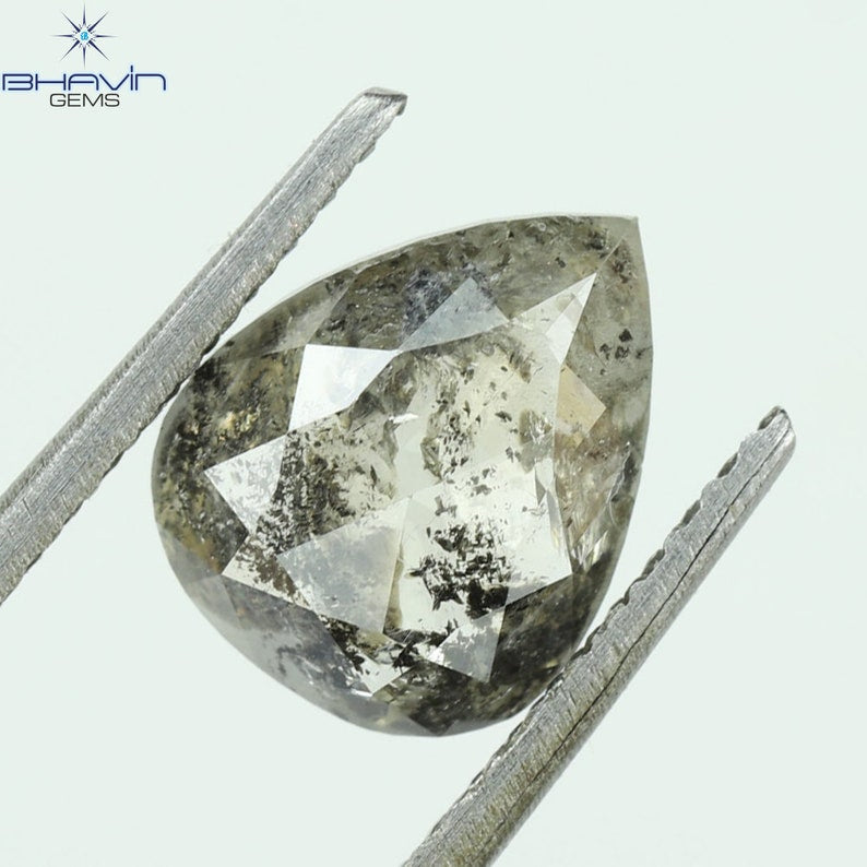 0.76 CT Pear Shape Natural Diamond Salt And pepper Color I3 Clarity (7.57 MM)