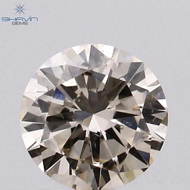 0.30 Round Brilliant Cut Diamond, Light Brown Color, Clarity SI2