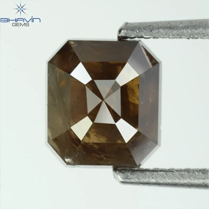 1.63 CT Square Emerald Diamond Dark Brown Color Diamond I3 Clarity (6.39 MM)