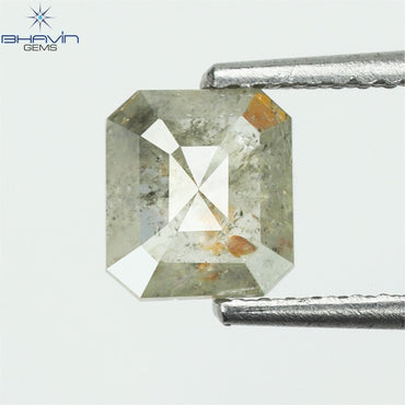 1.06 CT Square Emerald Shape Natural Diamond Salt And Pepper Color Clarity I3 (6.43 MM)